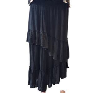 Vintage Mustard Seed Black Tiered Skirt BOHO – Size L